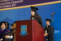 Miss Chow Yin Ting, recipient of S.H. Ho College Eminent College Scholarship 2016-17, gave a valedictorian speech.